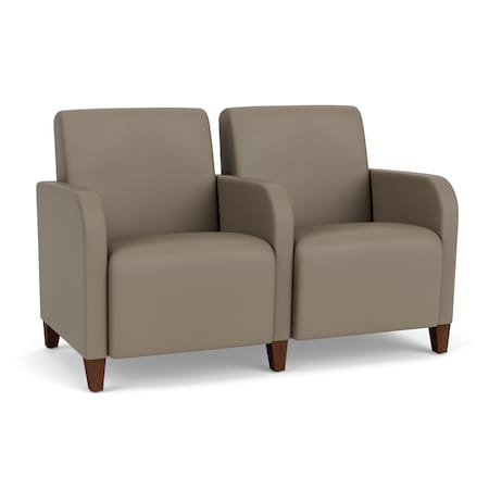 Lesro Siena Lounge Reception 2 Seat Tandem Seating, Walnut, MD Farro Upholstery SN2103